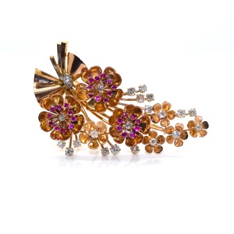 Antique jewelry - Gold and Diamonds Vintage Brooch