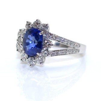Engagement rings - Diamond and Sapphire Daisy Ring