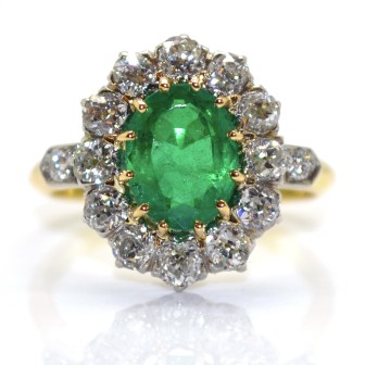 Antique jewelry - Diamond and Emerald Pompadour Ring