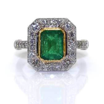 Engagement rings - Emerald and Diamond Ring 