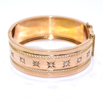 Antique jewelry - Antique Gold and Diamond Cuff Bracelet